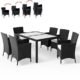 Deuba Poly Rattan Sitzgruppe 6+1 Schwarz | Stapelbare Stühle | 7cm Dicke Auflagen [ Auswahl 4+1/6+1/8+1 ] - Gartenmöbel Lounge Sitzgarnitur Set