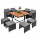 ESTEXO Polyrattan Set Rattan Sitzgruppe Gartenmöbel Rattanmöbel grau 8 Personen