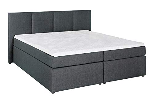 Möbelfreude® Boxspringbett KAZ Anthrazit 200x200 cm H3 Doppelbett inkl. Lieferung ins Schlafzimmer & Visco-Topper, Taschenfederkern-Matratze, amerikanisches Bett Hotelbett Doppelbett Polsterbett