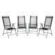 Nexos 4er Set Klappstuhl Komfortbreite Hochlehner Gartenstuhl Campingstuhl Liegestuhl – Sitzmöbel Garten Terrasse Balkon – Stuhl aus Aluminium - schwarz