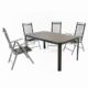 Nexos 5-teiliges Gartenmöbel-Set – Gartengarnitur Sitzgruppe Sitzgarnitur aus Gartenstühlen & Spray-Stone-Glastisch – Aluminium Kunststoff Glas – schwarz grau