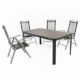 Nexos 5-teiliges Gartenmöbel-Set – Gartengarnitur Sitzgruppe Sitzgarnitur aus Gartenstühlen & Spray-Stone-Glastisch – Aluminium Kunststoff Glas – schwarz grau