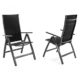Nexos ZGC34481_SL02 2er Set Deluxe Klappstuhl gepolstert – Textilene schwarz/Rahmen dunkelgrau - Gartenstuhl Liegestuhl – klappbarer Stuhl aus Aluminium & Kunststoff Anthrazit