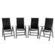 Nexos ZGC34481_SL04 4er Set Deluxe Klappstuhl gepolstert – Textilene schwarz/Rahmen dunkelgrau - Gartenstuhl Liegestuhl – klappbarer Stuhl aus Aluminium & Kunststoff Anthrazit