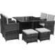 Polyrattan Lounge Gartenmöbel Set Garnitur Sitzgruppe Gartenmöbel SJ08 (Grau)