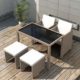 Tidyard Garten Essgruppe 11-TLG. Tischplatte Poly Rattan Gartenmöbel Set Sitzgruppe