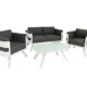 greemotion Alu Lounge-Set St. Tropez, 4-teilig, Gartenmöbel-Set aus Aluminium inkl. Kissen, Design Sitzgruppe für Indoor & Outdoor, weiß/grau