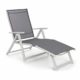 blumfeldt Pomporto Lounge Liegestuhl Sonnenliege Gartenliege (Liegefläche: 173,5 x 51 cm, höhenverstellbare Lehne in 7 Stufen, Wasserabweisende Liegefläche, ComfortMesh, klappbar) weiß