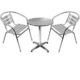 Wohaga 3er Set Gartenmöbel Gartengarnitur Aluminium Bistrogarnitur Bistrotisch Stehtisch Ø60cm Tischplatte Schleifoptik + 2X stapelbare Bistrostühle - Silber