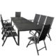 Wohaga 9er Gartenmöbel Set ausziehbarer Aluminium Gartentisch mit Polywood-Tischplatte 280/220x95cm Schwarz + 8X Hochlehner mit 2x2 Textilengewebe, Rückenlehne 7-Fach verstellbar