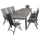 Wohaga 9tlg. Sitzgruppe Gartentisch, Polywood-Tischplatte grau, ausziehbar, 200/250/300x95cm + 8X Gartenstuhl 'Miami' Grau, klappbar, 7-Fach verstellbar