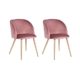 H.J WeDoo 2er Set Vintager Retro Stuhl Sessel Polstersessel Samt Lounge Sessel Clubsessel Fernsehsessel mit hölzernen Metallbeine (Rose)