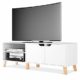 Homfa Fernsehtisch TV Schrank TV Tisch TV Möbel TV Lowboard TV Board Fernsehschrank Holz weiß 140x40x48cm