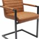 Kare 83112 Freischwinger Barone Braun, moderner Armlehne im Retro-Design, bequemer Polsterstuhl, Esszimmerstuhl, Lederimitat (H/B/T) 88x55x60cm