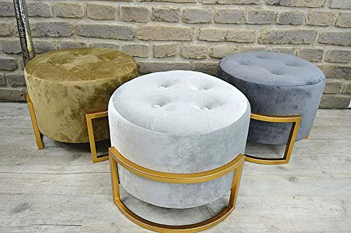 Livitat® Fußhocker Polsterhocker Samthocker H32 cm Pouf Ottomane Hocker rund Retro Gold Silber LV2096