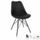 Nimara Comfort Stuhl in skandinavischem Design | Esszimmerstühle und Küchenstühle | Stühle in Schwarz, Weiß, Grau und Mehreren Farben | Sitzkissen Stuhl | Retro Stuhl (Schwarz)