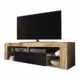 Selsey Hugo Lowboard/TV-Schrank in Holz-Optik mit Klappe und LED-Beleuchting Stehend, Lancaster Eiche/Schwarz Hochglanz, 35 x 140 x 51 cm