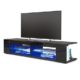 TV Board Lowboard Movie, Korpus in Schwarz matt/Fronten in Schwarz Hochglanz inkl. LED Beleuchtung in Blau