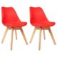 WOLTU BH29rt-2 2 x Esszimmerstühle 2er Set Esszimmerstuhl Design Stuhl Küchenstuhl Holz, Rot
