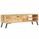 mewmewcat TV-Schrank Rustikal Fernsehtisch TV Lowboard Tisch Holz TV Board Mit Stauraum Massivholz Mango 140 x 30 x 40 cm