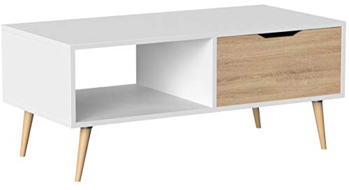 Homfa Couchtisch Wohnzimmertisch Sofatisch Kaffeetisch TV Board lowboard Holz weiß 100x49.5x43cm