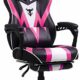 Zeanus Gaming Stuhl Rosarot Liegender Design Gamer Stuhl Drehstuhl mit Massage Zocker Stuhl mit Fußstütze Computerstuhl Mädchen PC-Stuhl Racing Ergonomisch Gamer Chair Sessel Videospielstuhl E-Sport