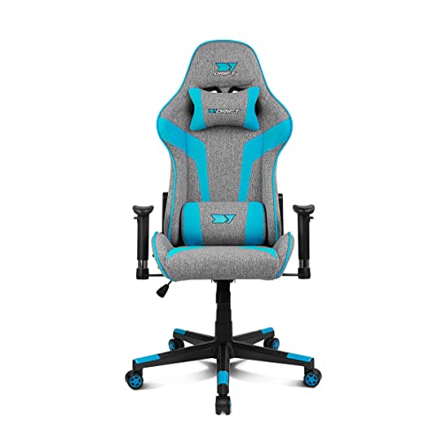 Drift DR90GBL Gaming-Stühle, Stoff, Grau/Blau, 64 x 120-128 x 64 cm (B x H x T)