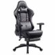 Dowinx Gaming Stuhl Ergonomischer Rennstil mit Massage Lendenwirbelstütze Bürosessel für Computer PU-Leder mit versenkbarer Fußstütze (Schwarz)