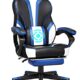 IntimaTe WM Heart Gamingstuhl,Racingstuhl mit hoher Rückenlehne,Ergonomischer Gaming Stuhl mit Massage-Lendenstütze,Schreibtischstuhl Drehstuhl mit klappbarer Fußstütze, Blau