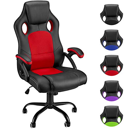 Gaming Stuhl Bürostuhl Drehstuhl Schreibtischstuhl Chefsessel Büro Stuhl Computer PC Stuhl Ergonomischer Drehstuhl, Leder Racing Stuhl Gaming Chair Höhenverstellbarer, PU Lift TÜV geprüft