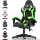 bigzzia Gaming Stuhl Ergonomisch - Gamer Stühle mit Lendenkissen + Kopfstütze Gaming Chair Höhenverstellbar Bürostuhl Computerstuhl für Erwachsene Mädchen Junge (Green)