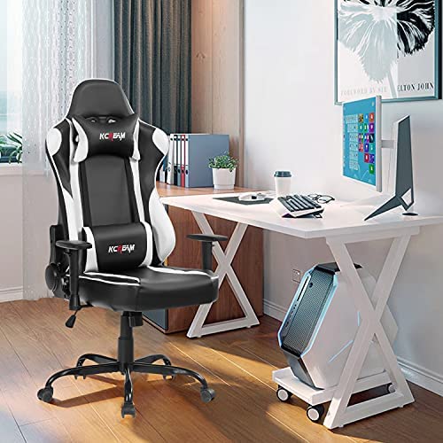 KCREAM Gaming Stuhl Buro-Computerstuhl Einstellbarer Neigungswinkel PC Stuhl Professioneller Gaming Sessel (White)