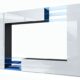 Vladon Wohnwand Mirage, Anbauwand mit Rückwand mit 2 Türen, 2 Klappen und 6 offenen Glasablagen, Schwarz matt/Weiß Hochglanz, inkl. LED-Beleuchtung (262 x 183 x 39 cm)