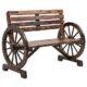 Outsunny Gartenbank 2-Sitzer Sitzbank Holzbank Wagenrad mit Armlehne Landhausstil Tannenholz Braun 105,5 x 56 x 79 cm
