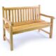Divero 2-Sitzer Bank Holzbank Gartenbank Sitzbank 120 cm – zertifiziertes Teak-Holz unbehandelt massiv – Reine Handarbeit – wetterfest (Teak Natur)
